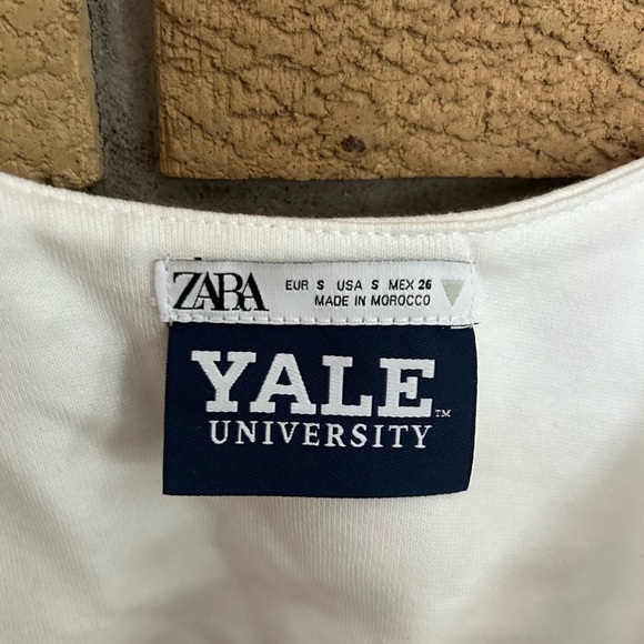 Zara Yale University Corset Tank Crop Top Boned Embroidered White Size Small - Picture 2 of 3